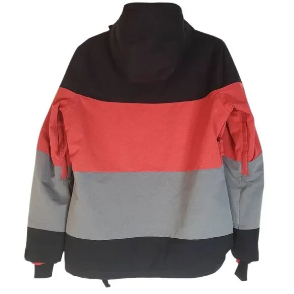 Oneill Black Poppy Red Colorblock Zip Up Seashell Snowboarding Jacket Size Large
